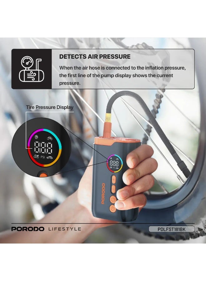 بورودو بلو منفاخ إطارات محمول من بورودو لايف ستايل، مزود بأربعة أوضاع نفخ، ونظام تبديد حرارة، وضغط هواء يصل إلى 150 رطل لكل بوصة مربعة، وقدرة 55 واط، ومعدل تدفق هواء 16 لتر/دقيقة، وشاشة عرض رقمية، وبطاريتين سعة 1500 مللي أمبير، ووقت شحن يصل إلى 5 ساعات - أسود - Image 5